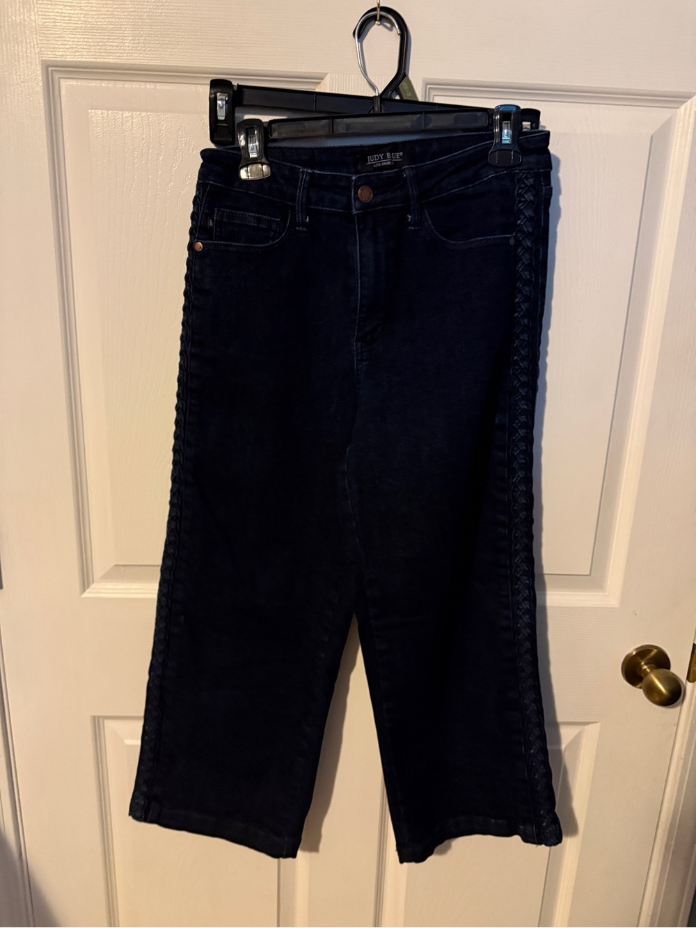 Judy Blue Dark Navy Cropped Jeans with Side Braid Detail